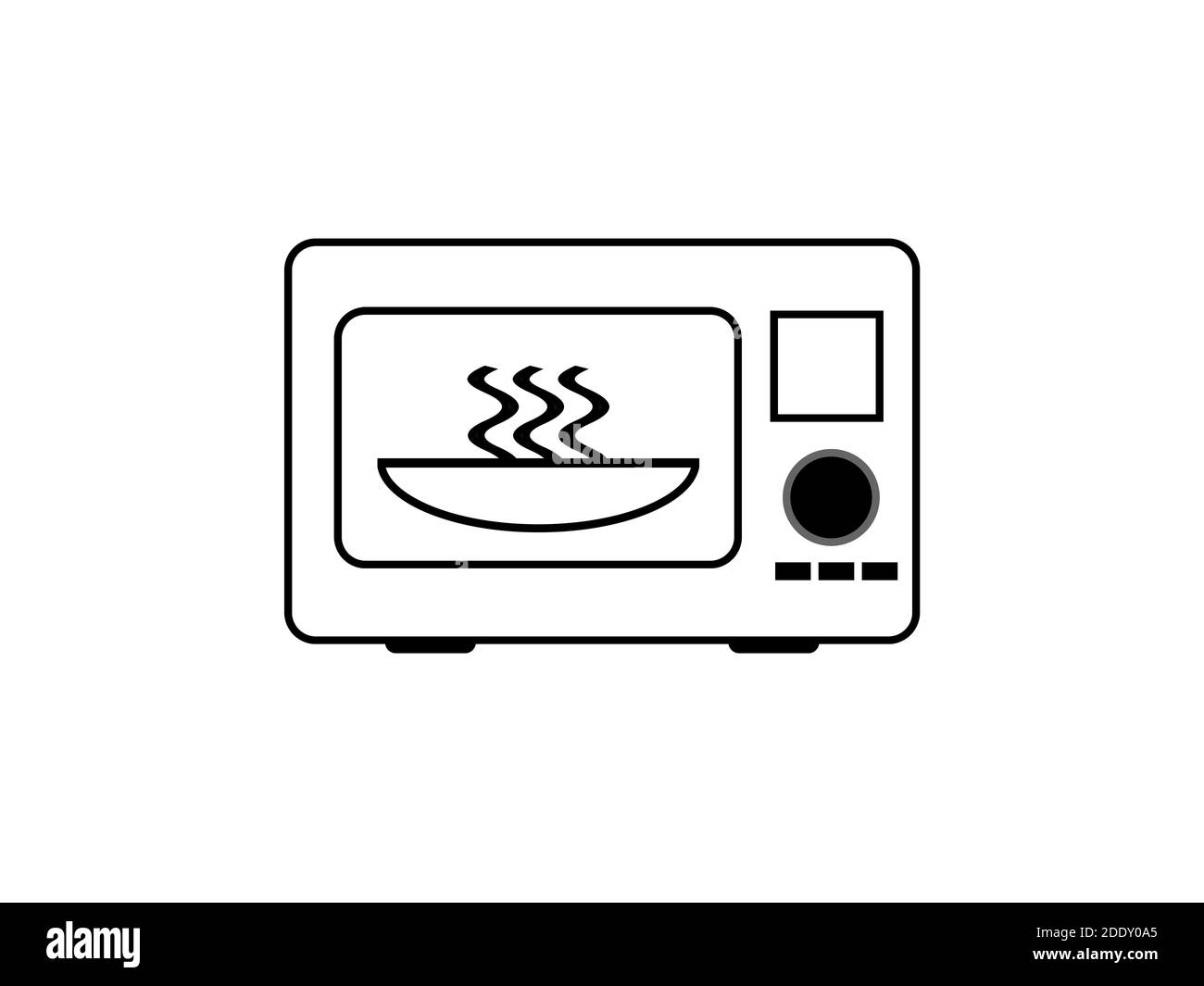 Microwave oven with dishes vector isolated on white background Stock