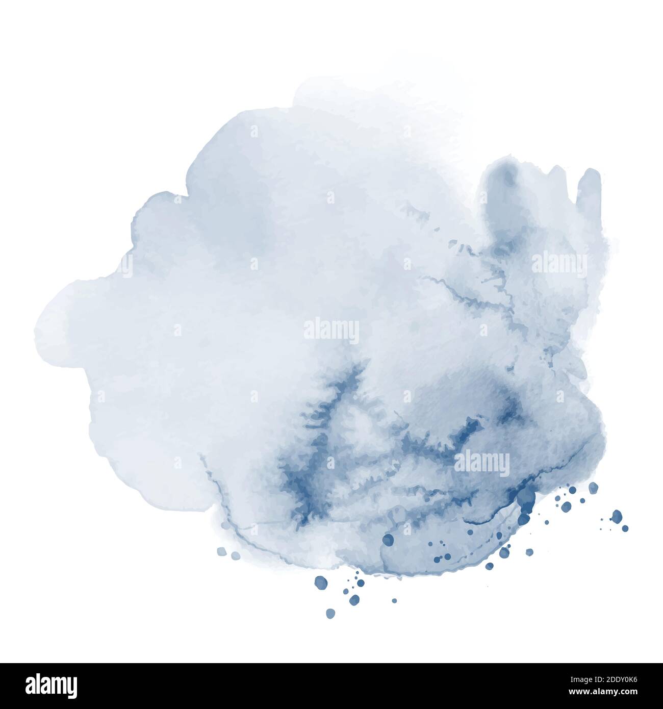 Stain blue of splash watercolor hand-painted isolated on white background. Abstract artistic used as being an element in the decorative design of invi Stock Vector