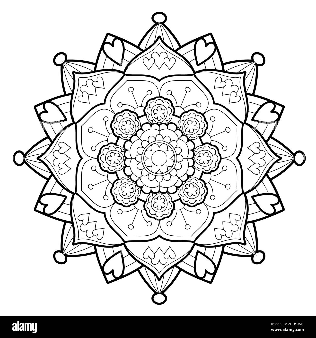 Zentangle Mandala for coloring Page Stock Photo