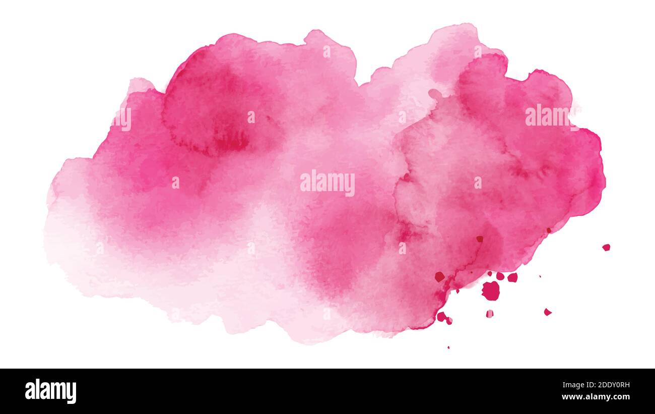 Abstract bright pink of stain splashing watercolor hand-painted on white background. Artistic used as being an element in the decorative design of inv Stock Vector