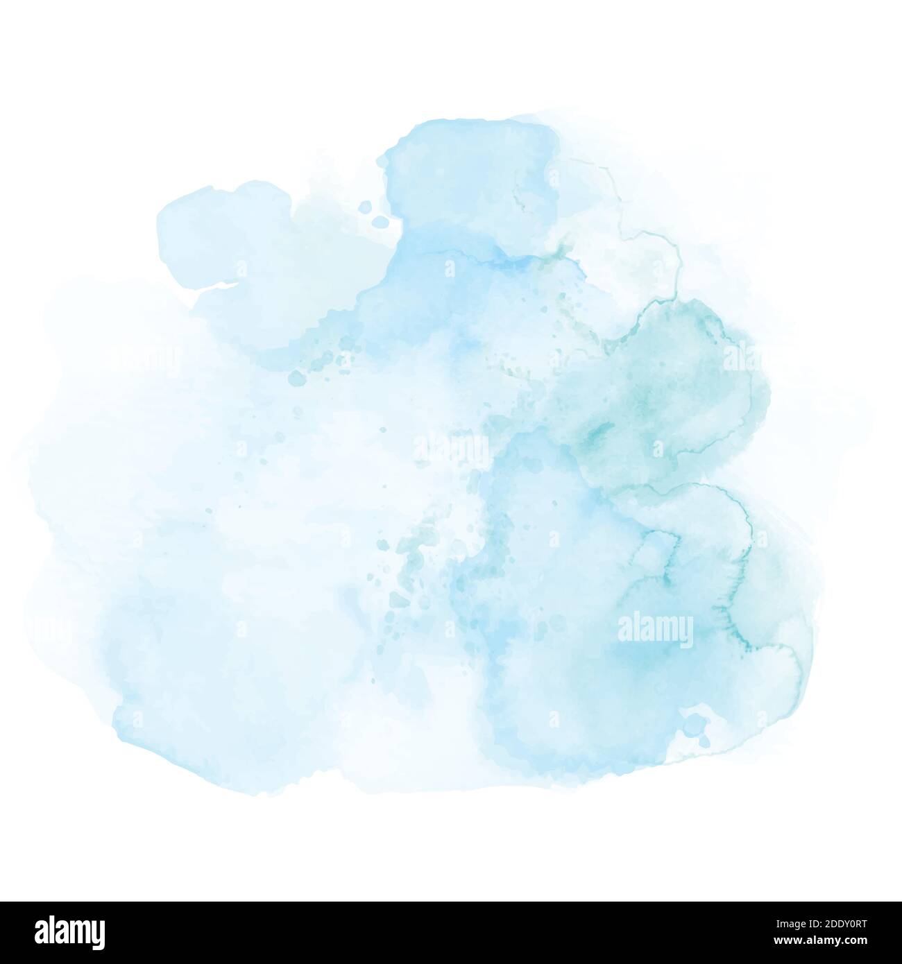 Abstract soft blue of stain splashing watercolor hand-painted on white background. Artistic used as being an element in the decorative design of invit Stock Vector
