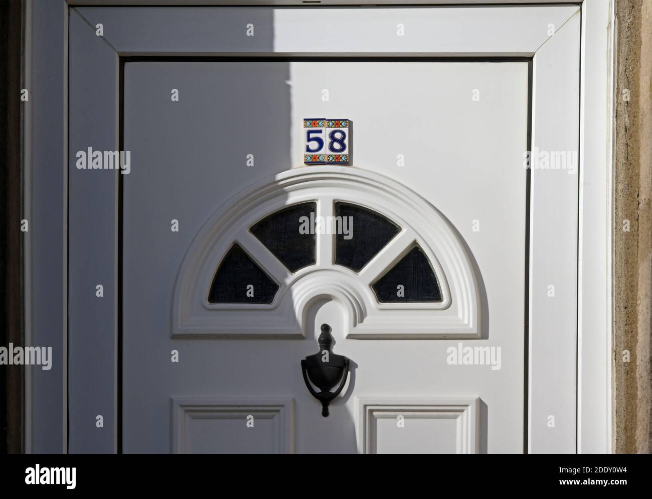 Detail of Front Door, House Number 58, Burneside Road, Kendal, Cumbria, England, United Kingdom, Europe. Stock Photo