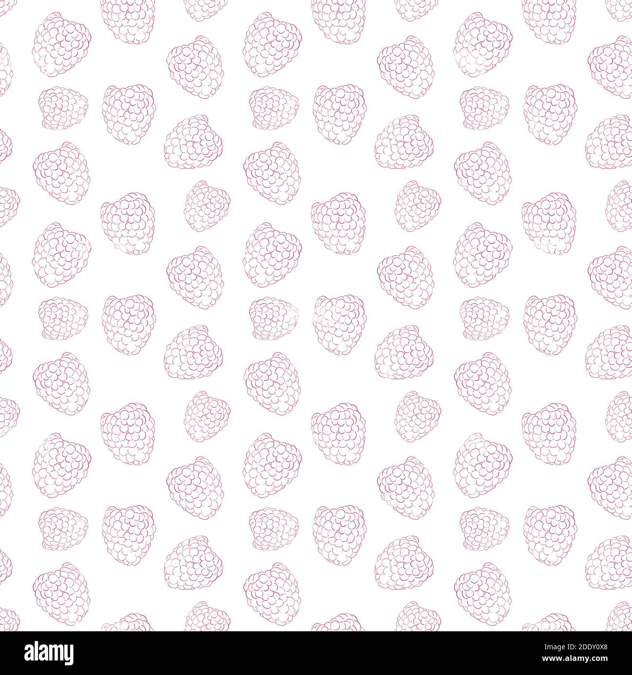 Vector line raspberry seamless pattern. Monochrome background berries ...