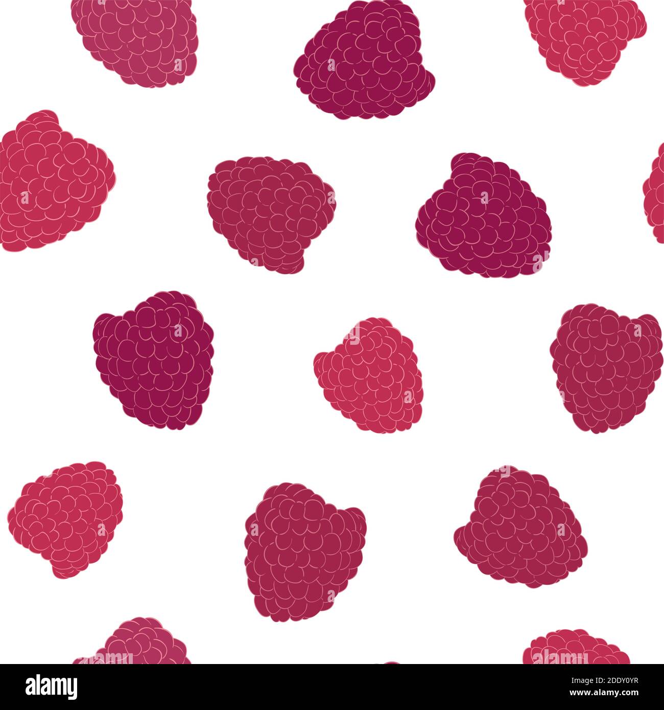 Vector line raspberry seamless pattern. Monochrome background berries for design Stock Vector