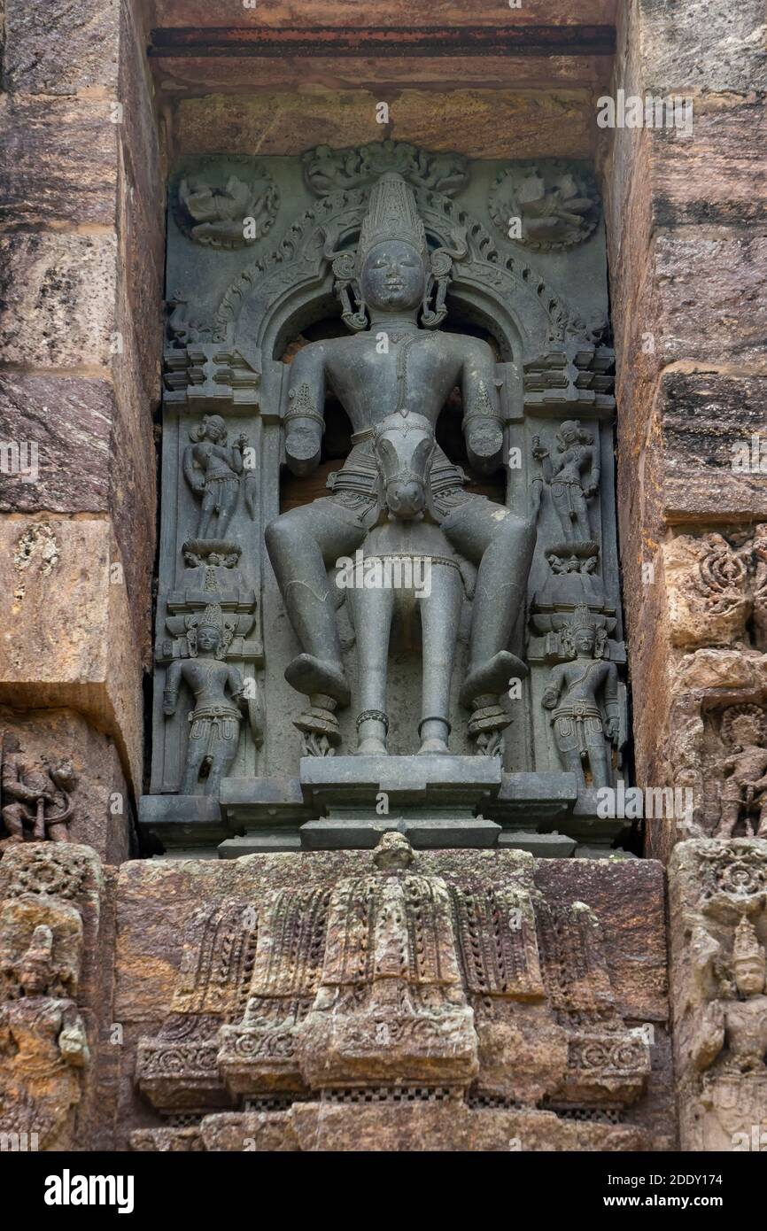 Konark ,9,April ,2014 , Black granite stone Idol of Sun God sitting on
