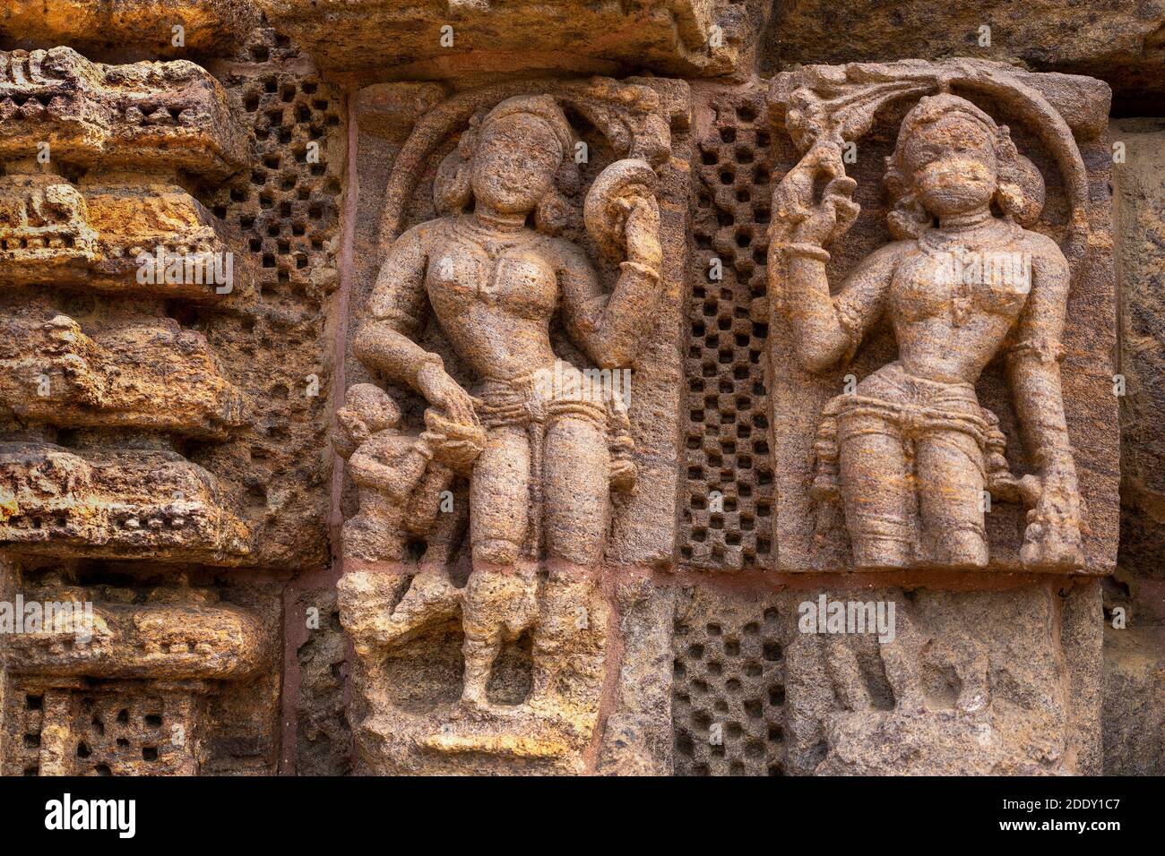 Konark ,9,April ,2014, Close up of stone art depicting female beauty on