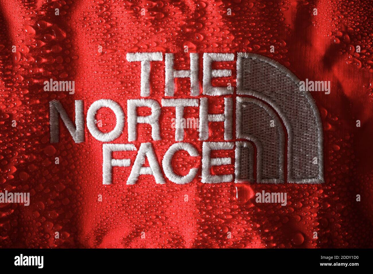 Zaragoza, Spain - October 21, 2021: Logo of the mountain sports brand,  known as The North Face, sewn on a rain jacket Stock Photo - Alamy