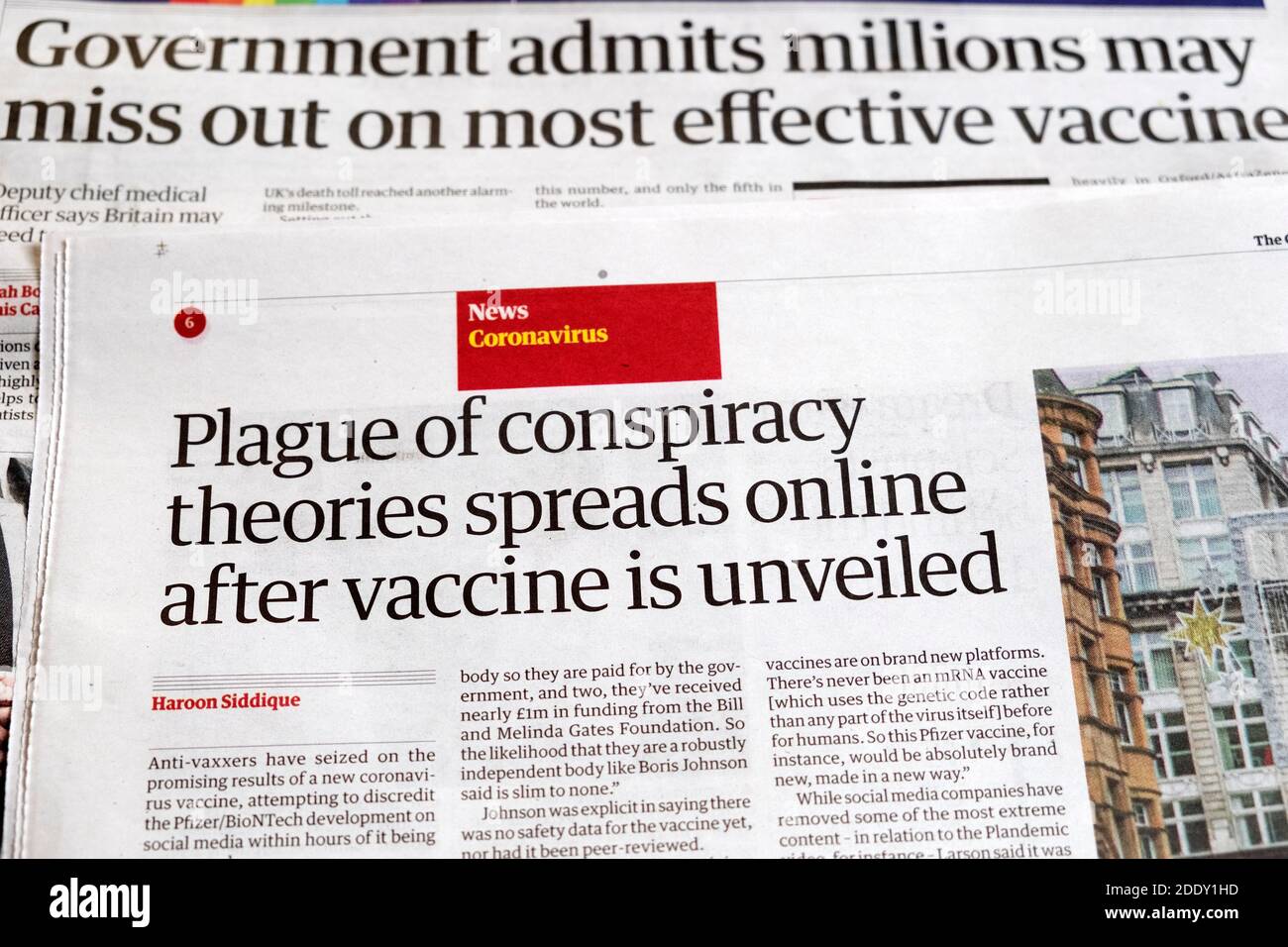 Plague Of Conspiracy Theories Spreads Online After Covid Vaccine Is Unveiled Newspaper Headline London England Uk 10 November Stock Photo Alamy