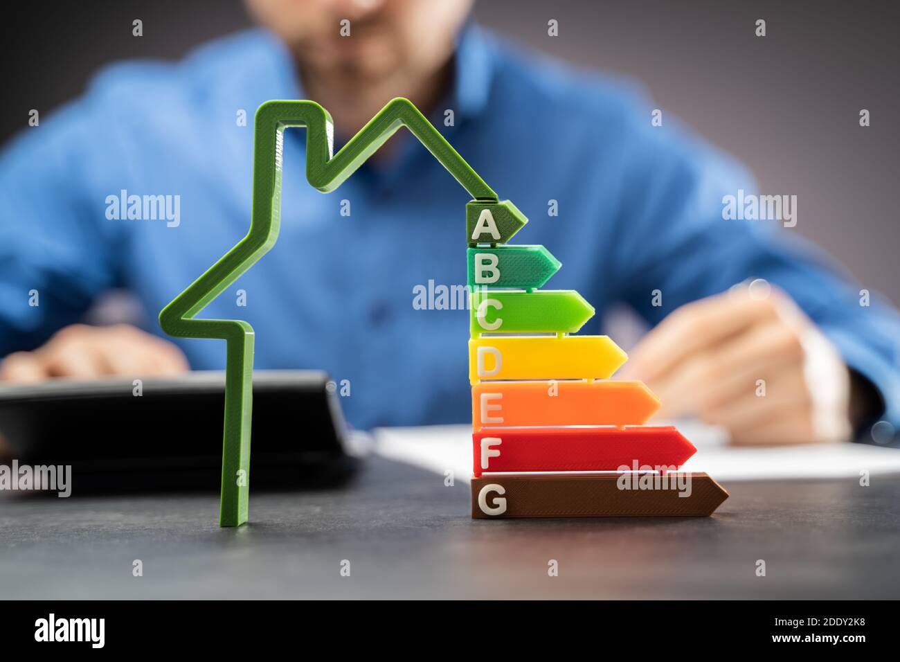 Energy Efficient Property Report. House Environment Rating Stock Photo