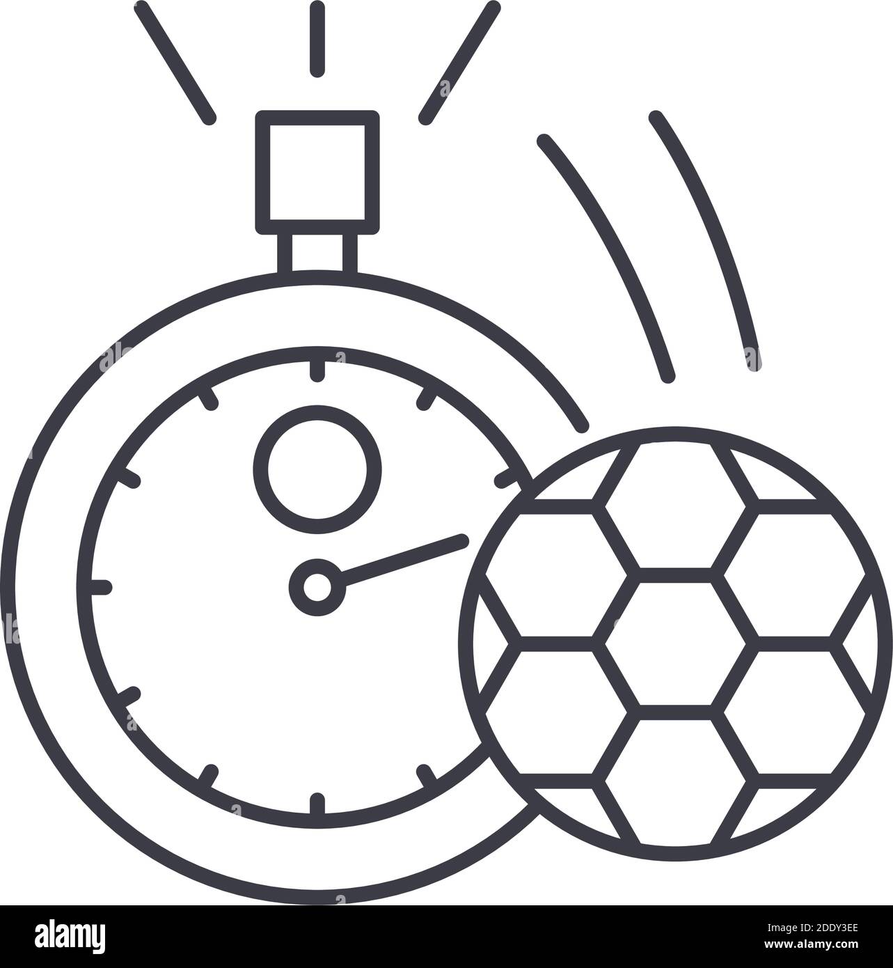 Football timepiece icon, linear isolated illustration, thin line vector ...