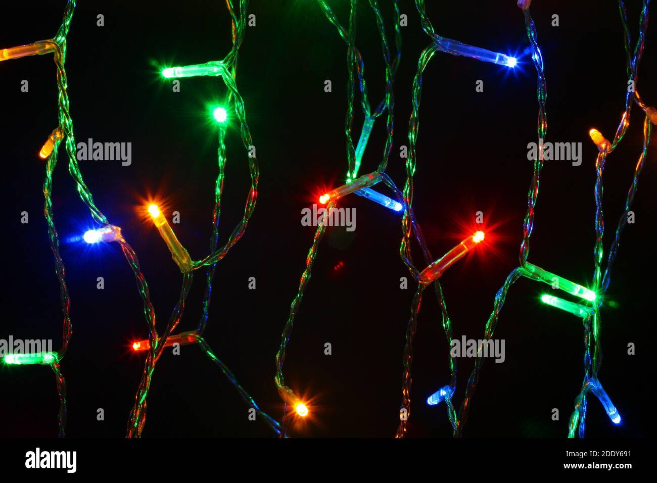 Colourful LED Christmas lights Stock Photo
