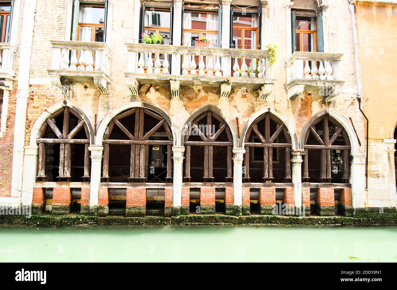Building facade facing the canal - Venice, Italy Stock Photo