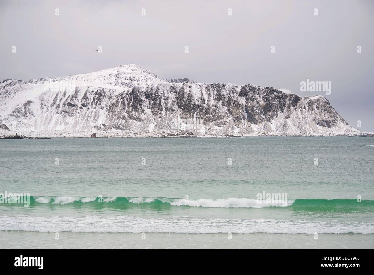 Winter landscape of the North Sea in Norway, Lofoten Archipelago, Europe Stock Photo