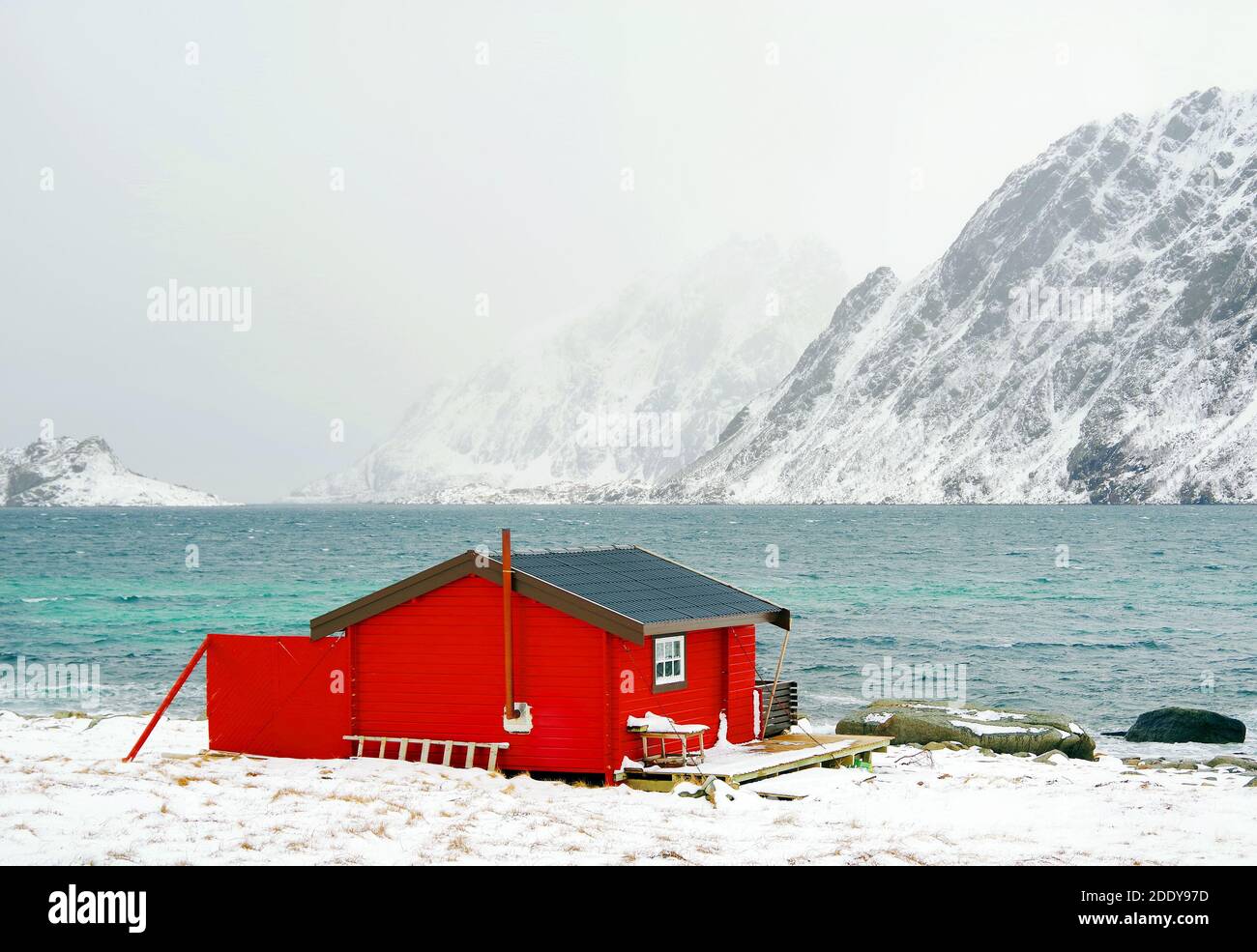 Traditional fishermen cabins in Lofoten Archipelago, Norway, Europe Stock Photo