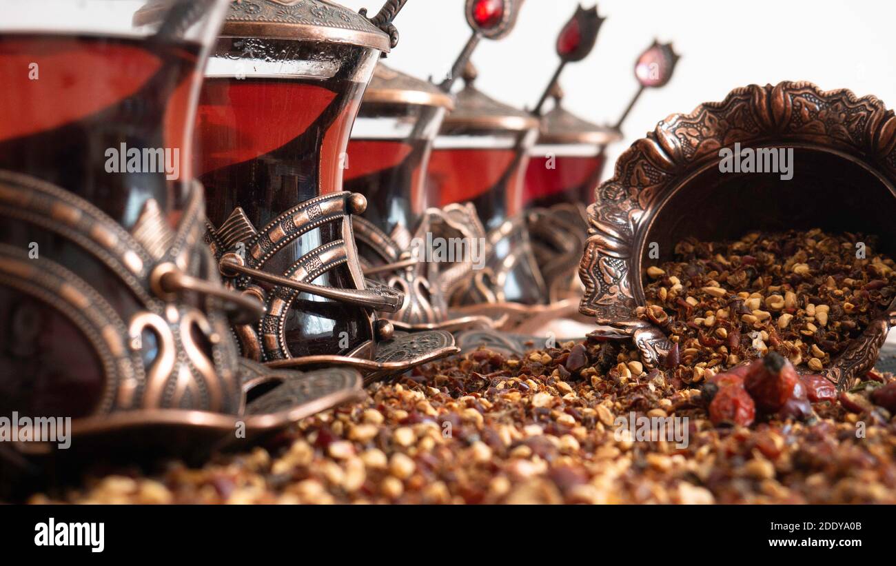 Ottoman tea set with traditional ornaments Stock Photo Alamy