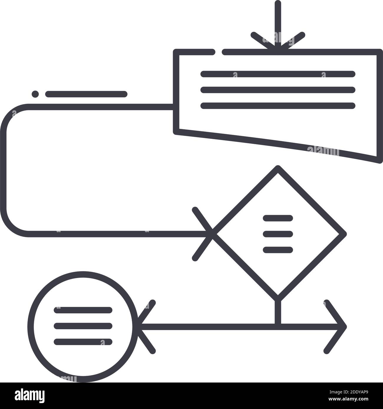 Flow chart icon, linear isolated illustration, thin line vector, web design sign, outline concept symbol with editable stroke on white background. Stock Vector