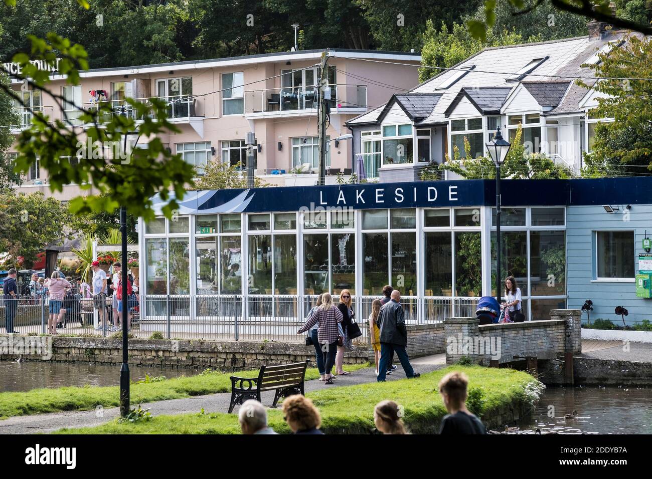 The Lakeside Restaurant Cafe in Trenance Gardens in Newquay in Cornwall. Stock Photo