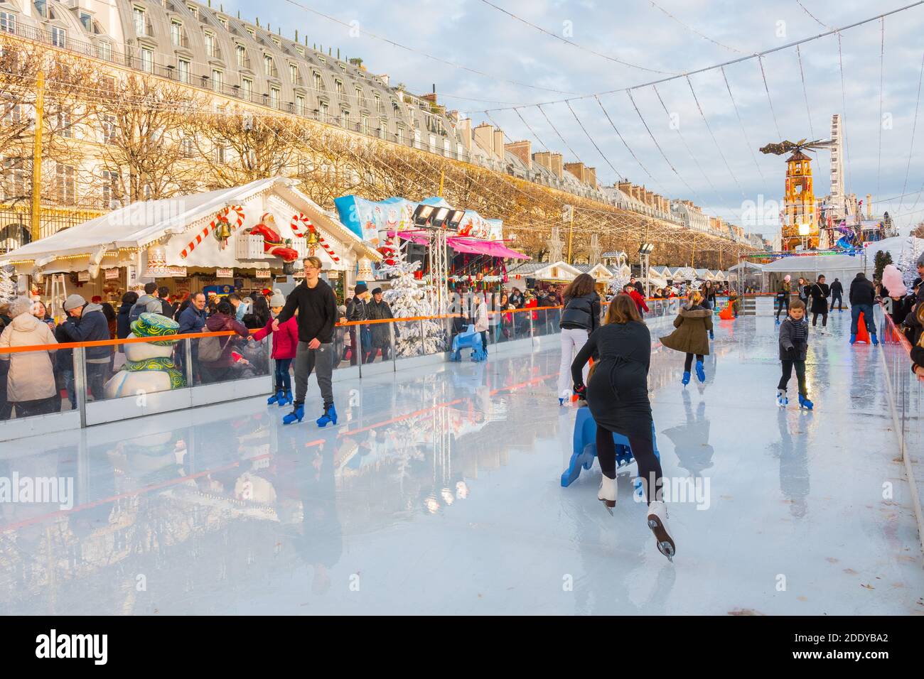 Ice skating rink. Christmas Market, Paris (tuileries gardens), France