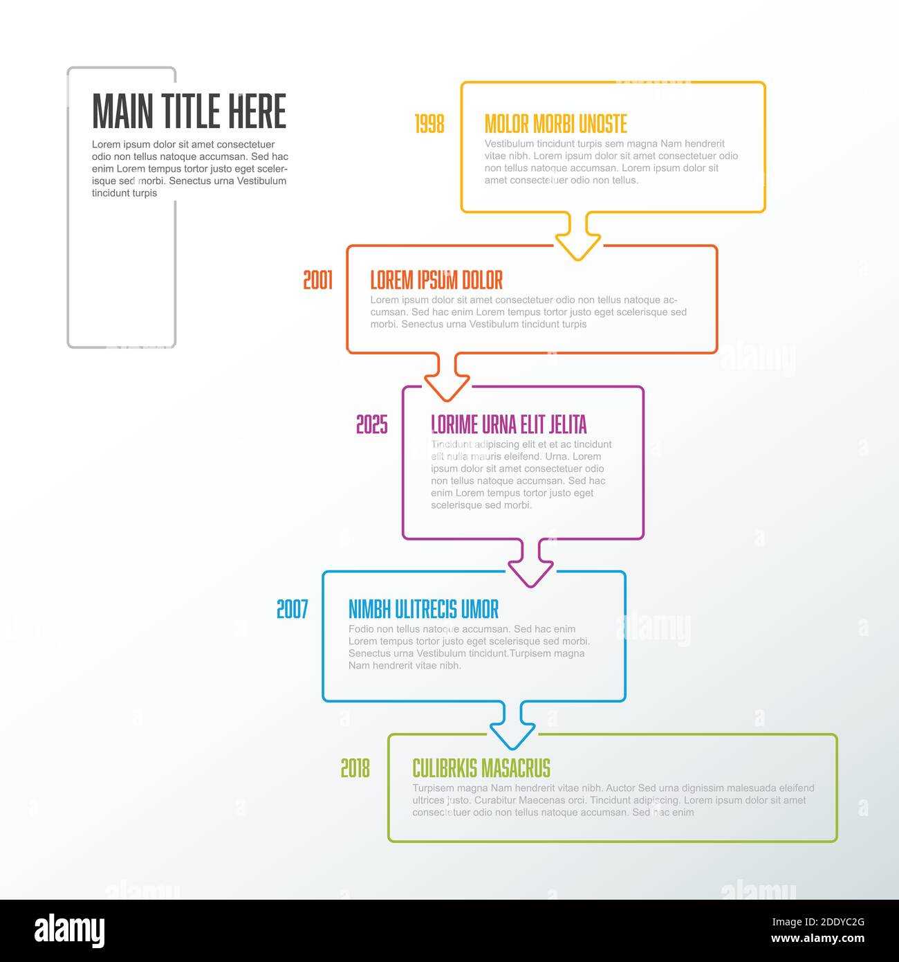 Vector vertical infographic timeline template with thin line color ...