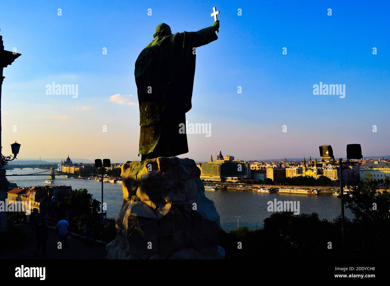 BUDAPEST, HUNGARY, 21.06.2012. Gellert Hill and STATUE OF ST. GERARD SAGREDO Stock Photo