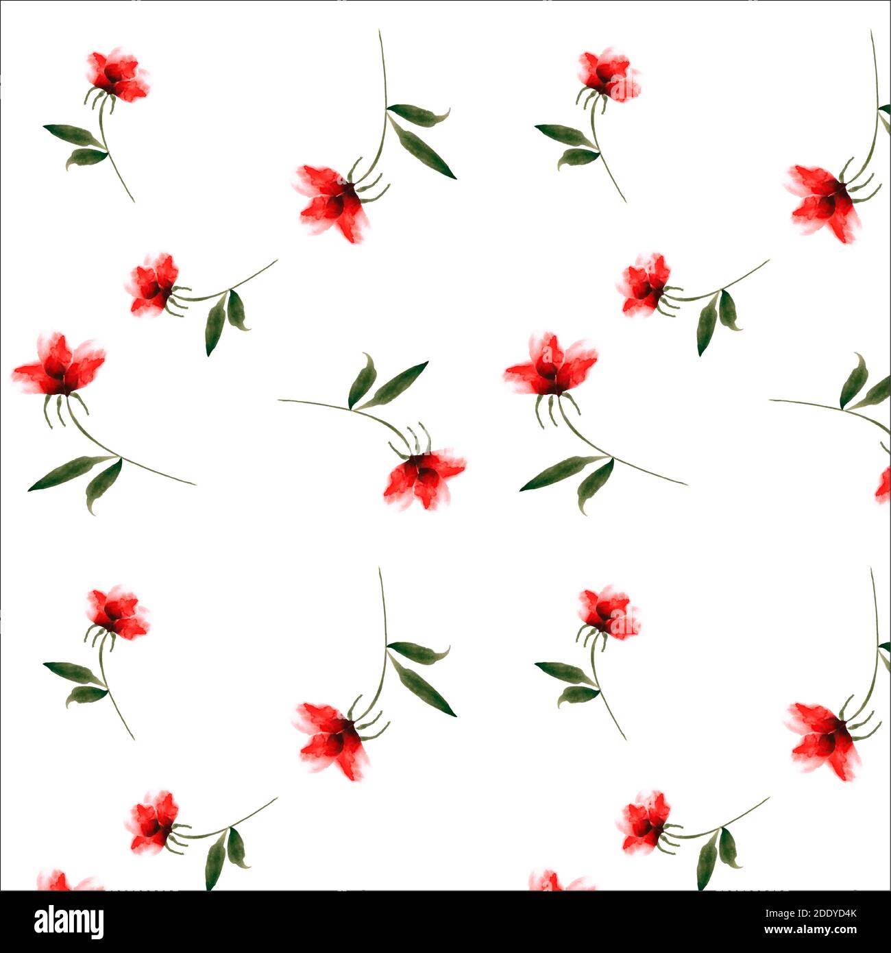 Seamless floral pattern illustration. Endless watercolor texture with small  red flowers on white background can be used for wrapping, wallpaper, tile  Stock Photo - Alamy