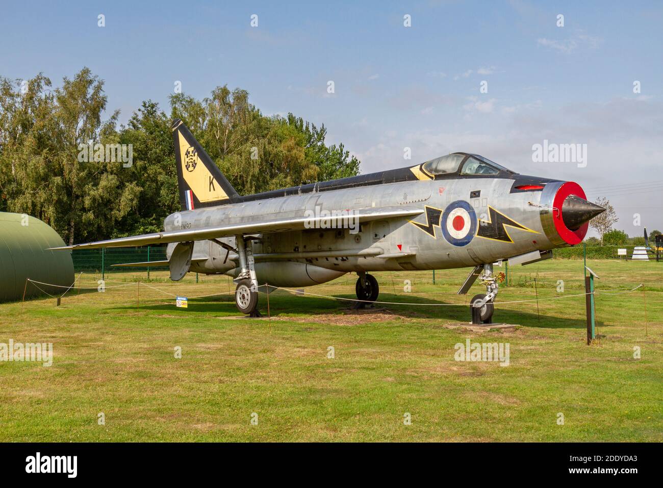 English Electric Lightning F1A British fighter aircraft, Thorpe Camp Visitor Centre, a WWII Royal Air Force barracks, Lincolnshire, UK. Stock Photo