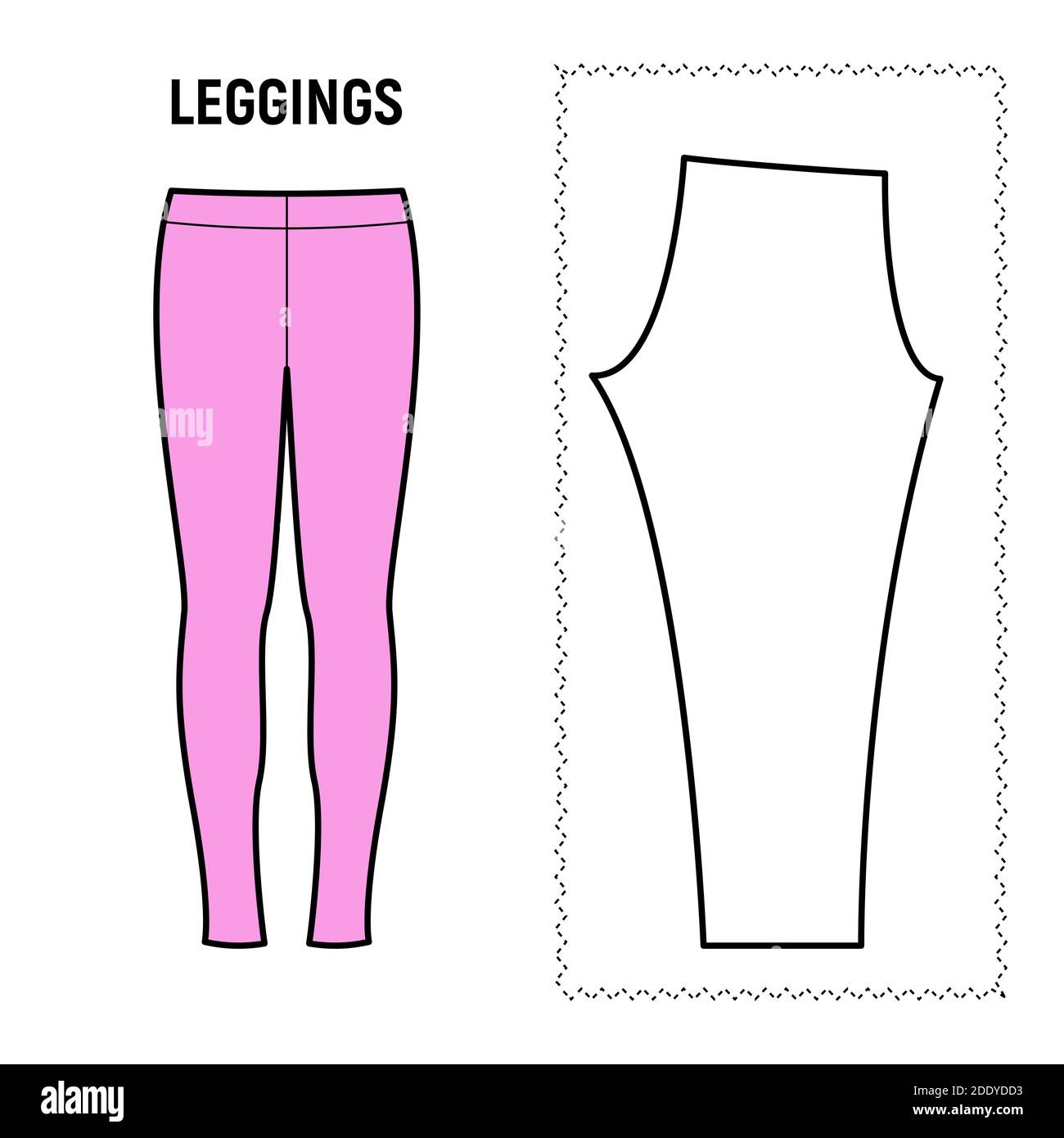 Leggings trousers for woman. Pants vector pattern for tailor