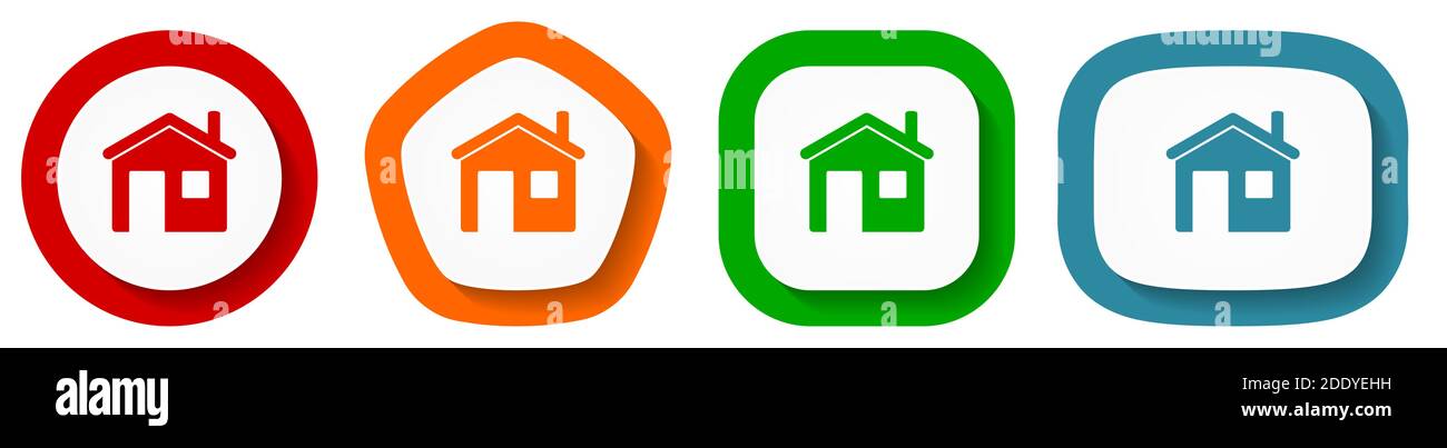 Set of flat design vector home icons, house symbol illustration in eps ...