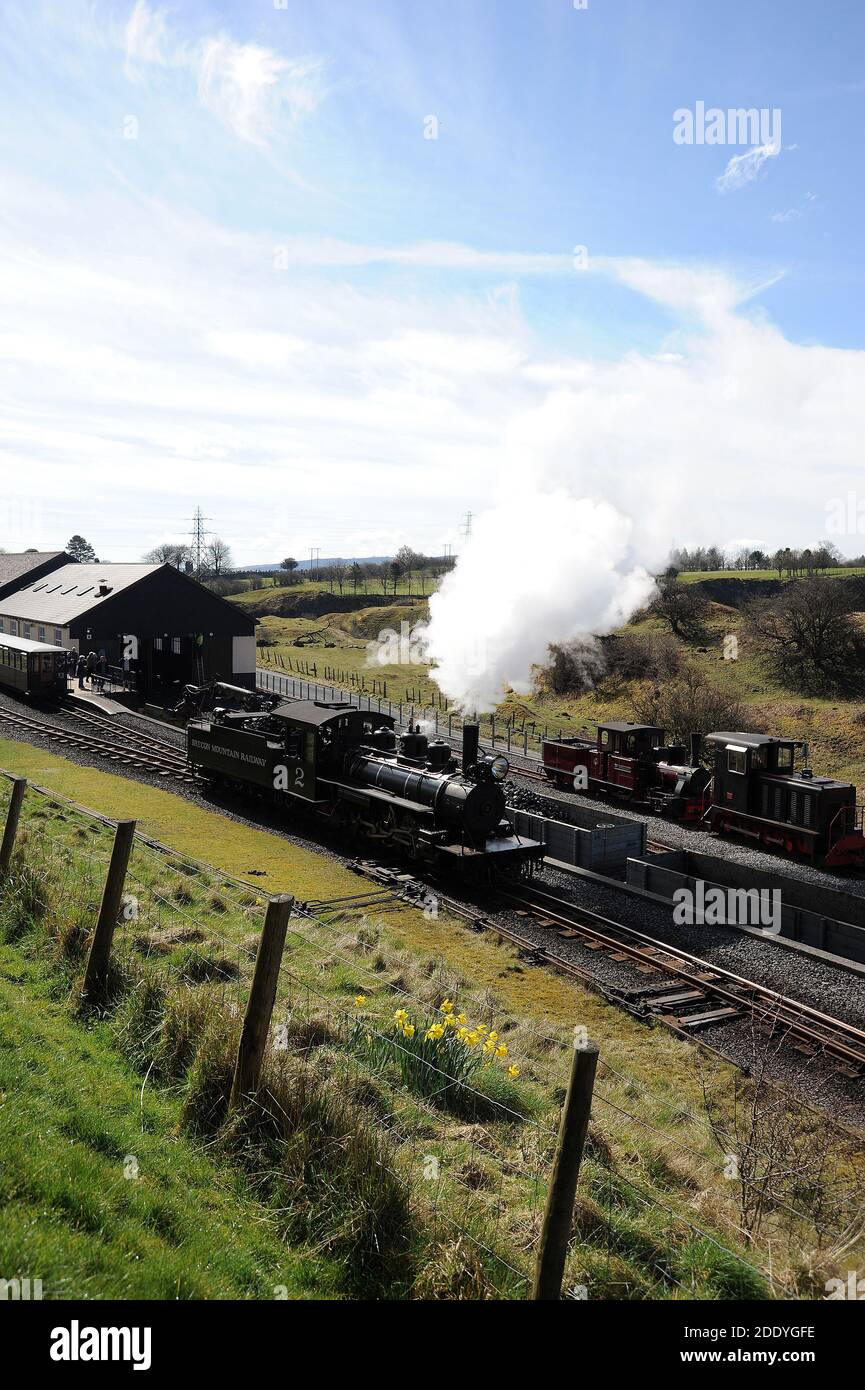 No. '2' running round its train at Pant. Stock Photo