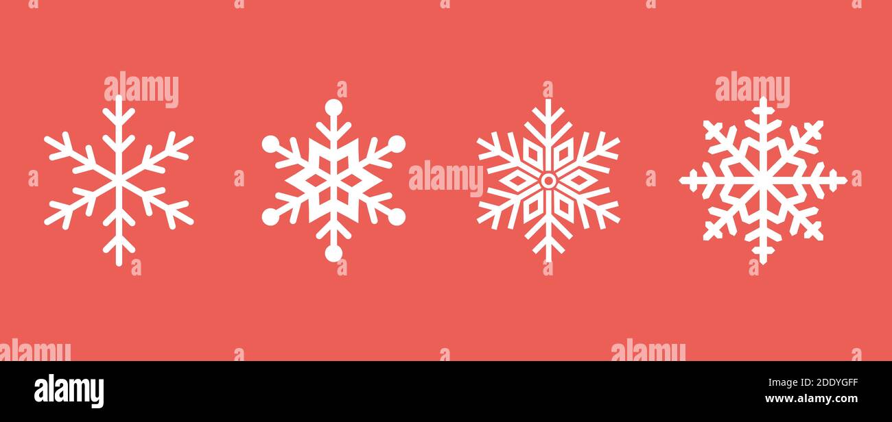 set of snowflakes on a red background, vector illustration Stock Vector ...