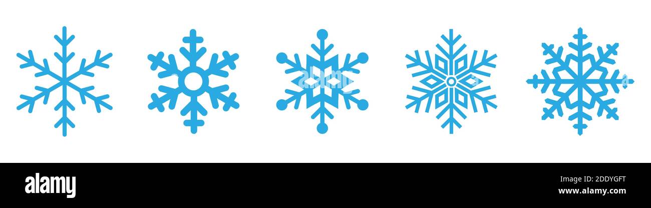 Set of blue snowflake icons isolated on white background Stock Vector ...