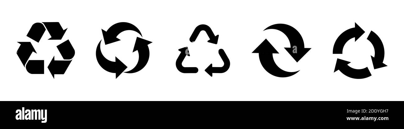 recycle set of black icons isolated on white background Stock Vector ...