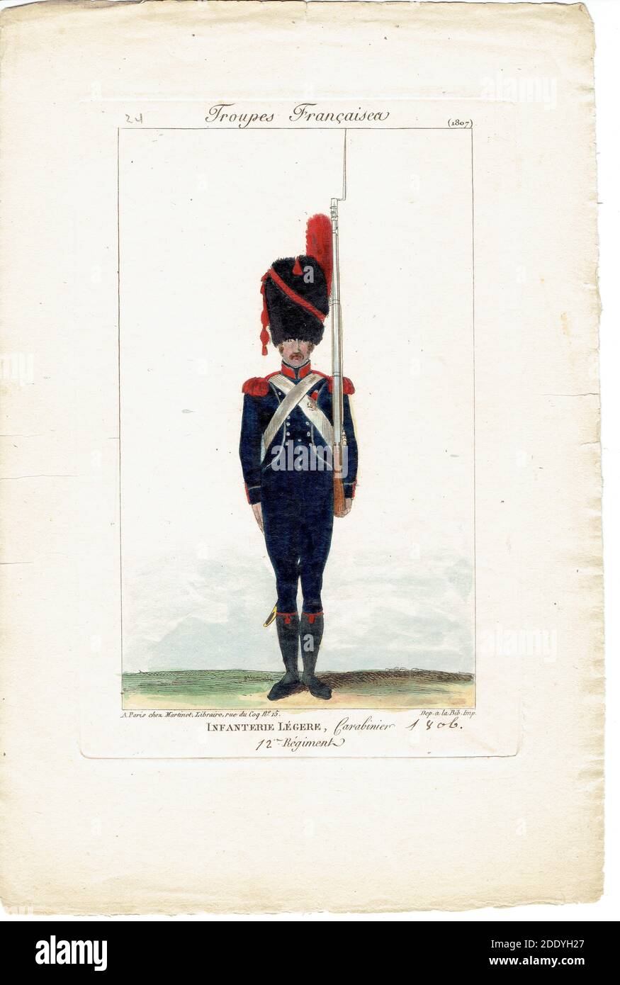 carabinier du 12e régiment d'infanterie légère 1er Empire, french light infantry First Empire Stock Photo