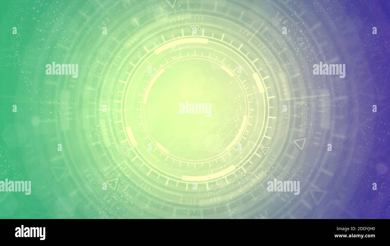 vivid digital abstract background of moving ui or hud circles, science concept - abstract 3D rendering Stock Photo