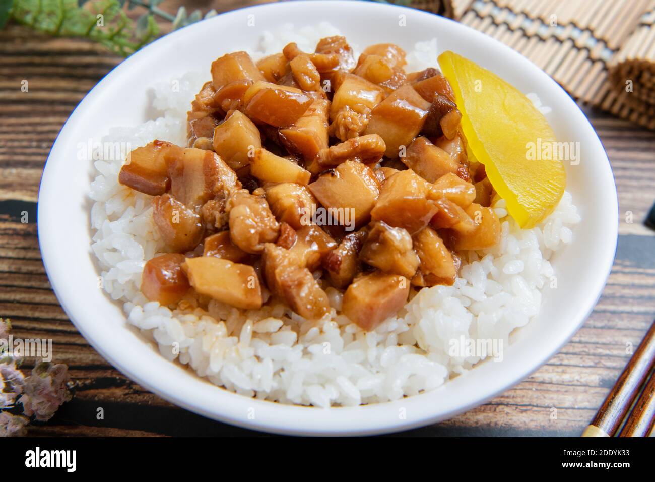 Braised Pork On Rice Is Minced Pork Served With Pickles On Top Of Steamed Rice Taiwan Food Stock Photo Alamy