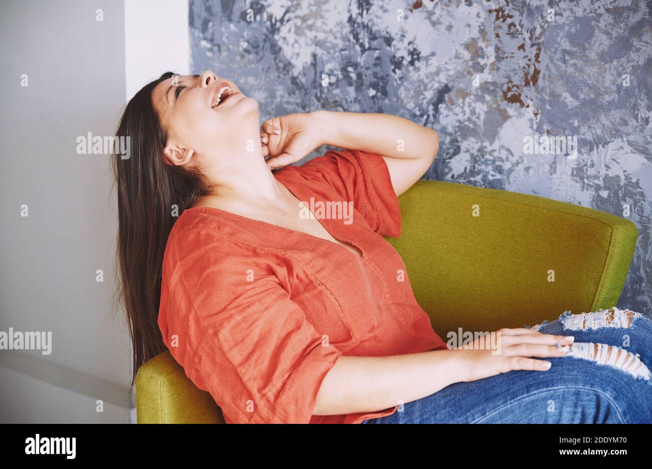 Plus size model laughing Stock Photo