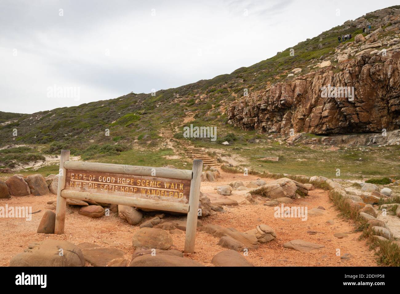 Starting point and wooden signs of Cape of Good Hope scenic walk, South Africa Stock Photo Alamy