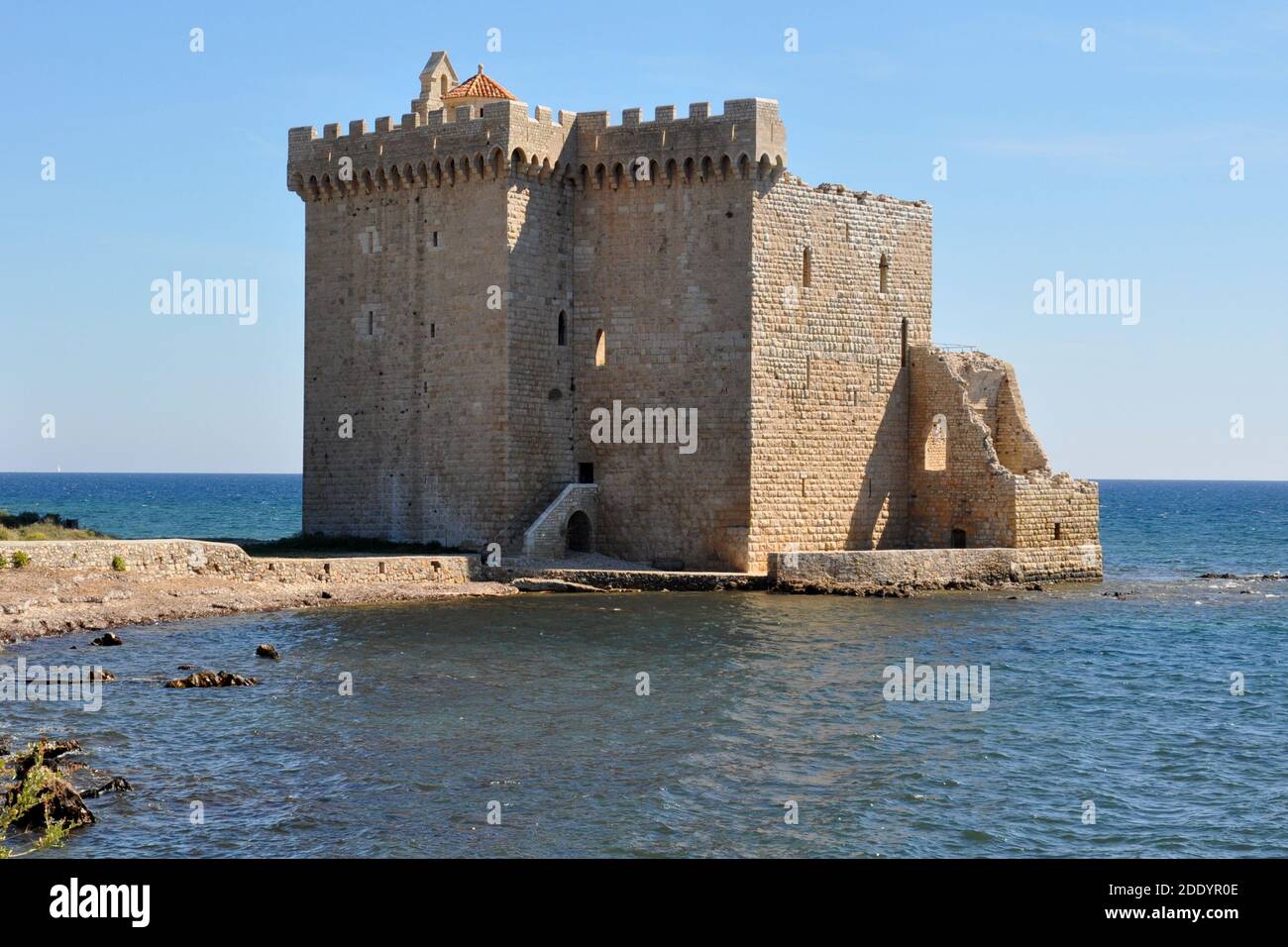 France, french riviera, Saint Honorat island, the fortress monastery is an historical monument built in the11th century the monks from attacks. Stock Photo