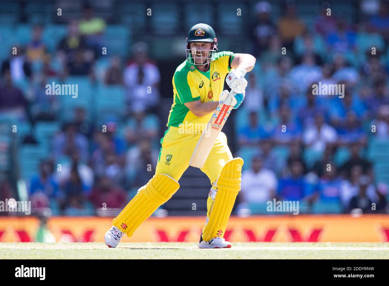 Sydney, Australia. 27th Nov, 2020. Aaron Finch of Australia plays a shot during the Dettol 1st ODI Series match between Australia and India at Sydney Cricket Ground, Sydney, Australia on 27 November 2020. Photo by Peter Dovgan. Editorial use only, license required for commercial use. No use in betting, games or a single club/league/player publications. Credit: UK Sports Pics Ltd/Alamy Live News Stock Photo