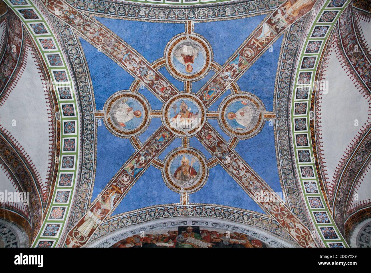 Glory of St.Columban by Luigi Mussi, Antonio Alessandri, Antonio Contestabili (1752) - Presbytery - Basilica of San Colombano, Bobbio, Piacenza, Italy Stock Photo