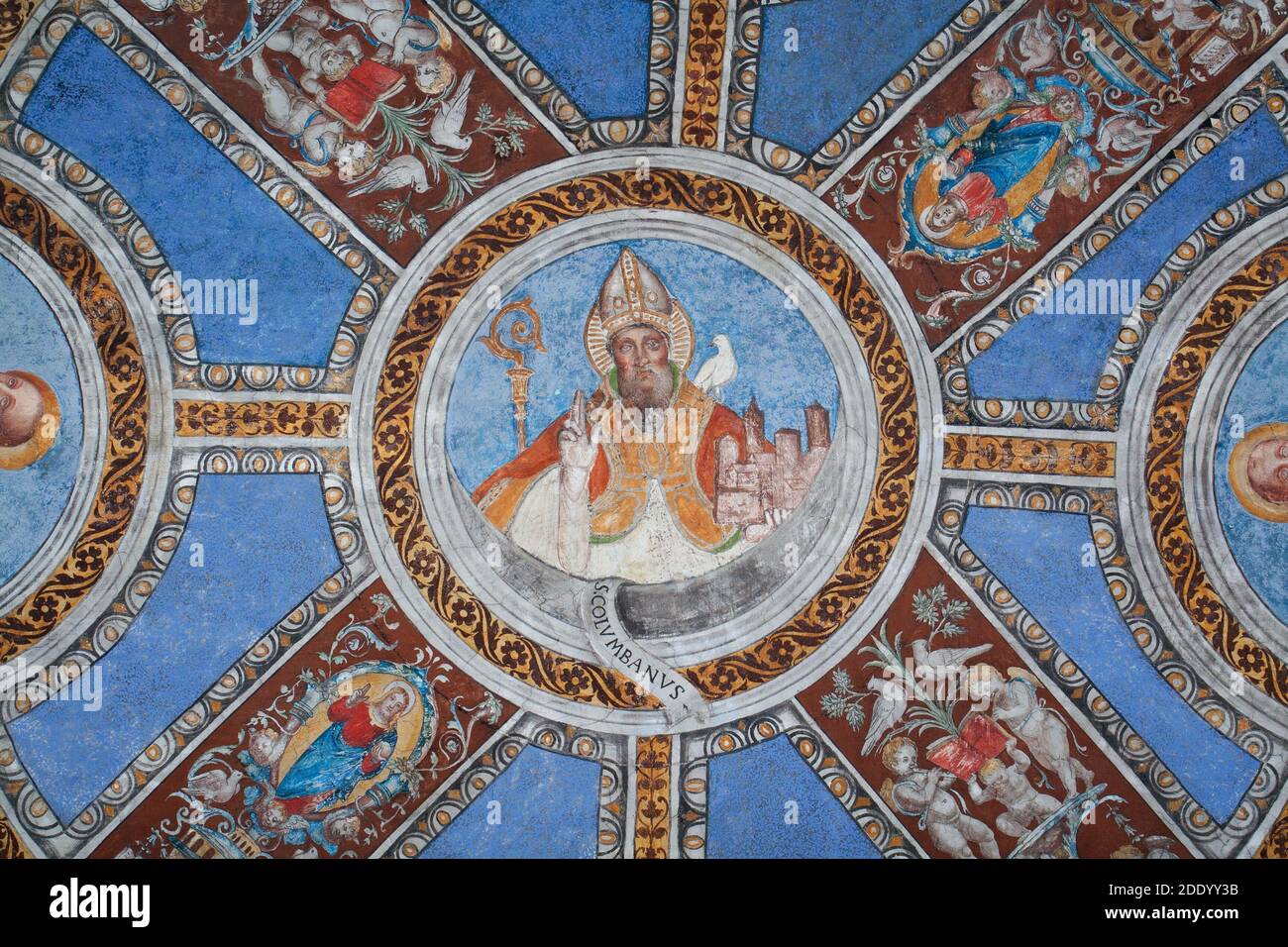 Glory of St.Columban by Luigi Mussi, Antonio Alessandri, Antonio Contestabili (1752) - Presbytery - Basilica of San Colombano, Bobbio, Piacenza, Italy Stock Photo