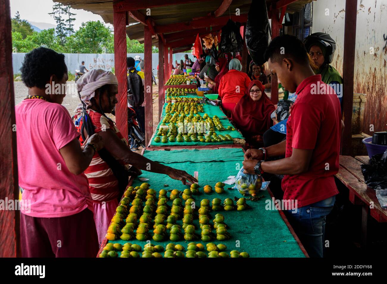 Betel nuts for sale on a big market on the outskirts of Wamena, West