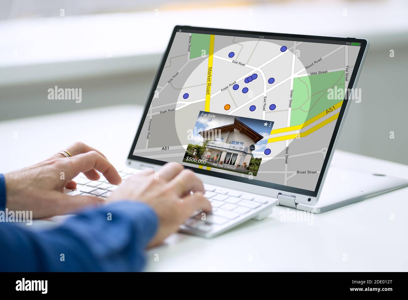 GPS Location Map Search Online On Laptop Stock Photo - Alamy