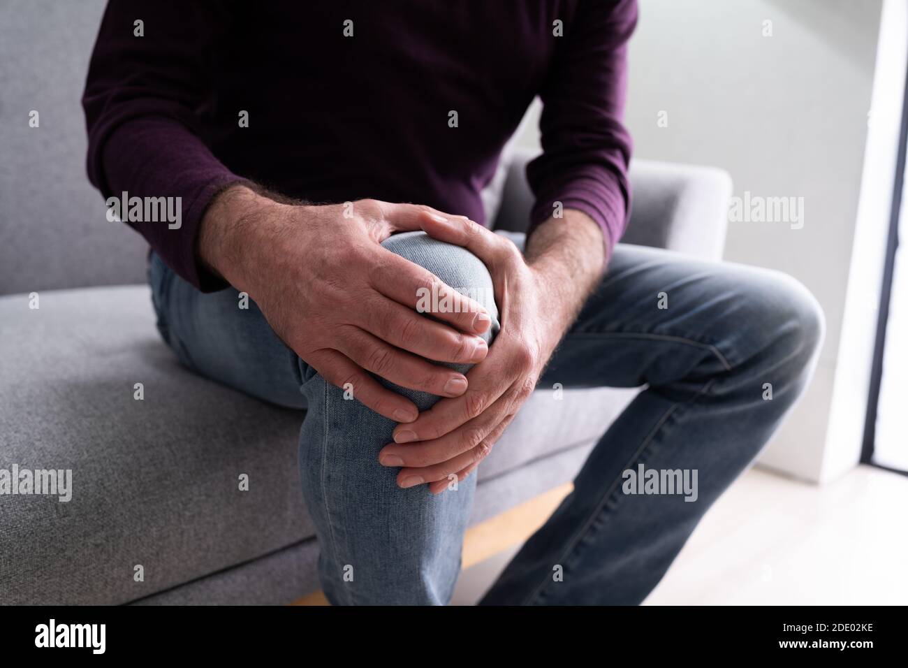 Knee Joint Pain After Injury. Elder With Arthritis Stock Photo Alamy