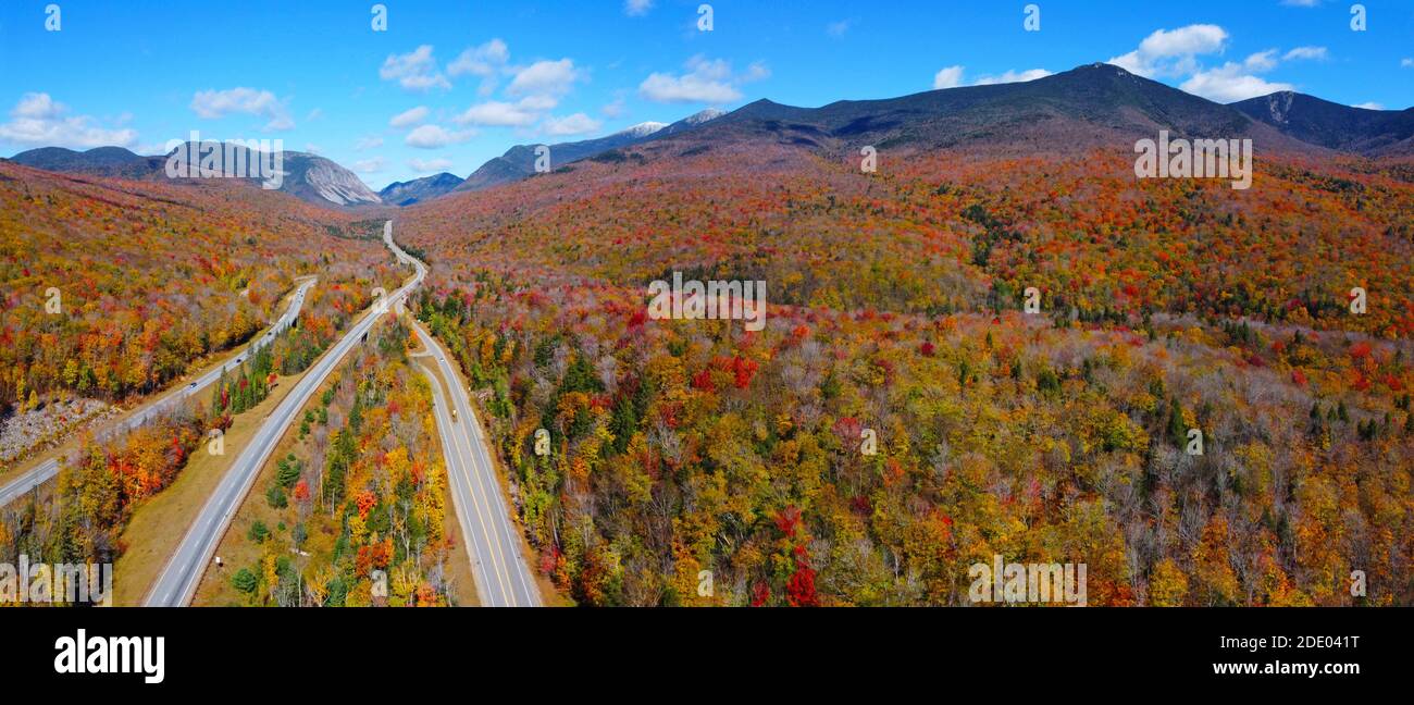 Interstate Highway I93 across Franconia Notch panorama between Cannon