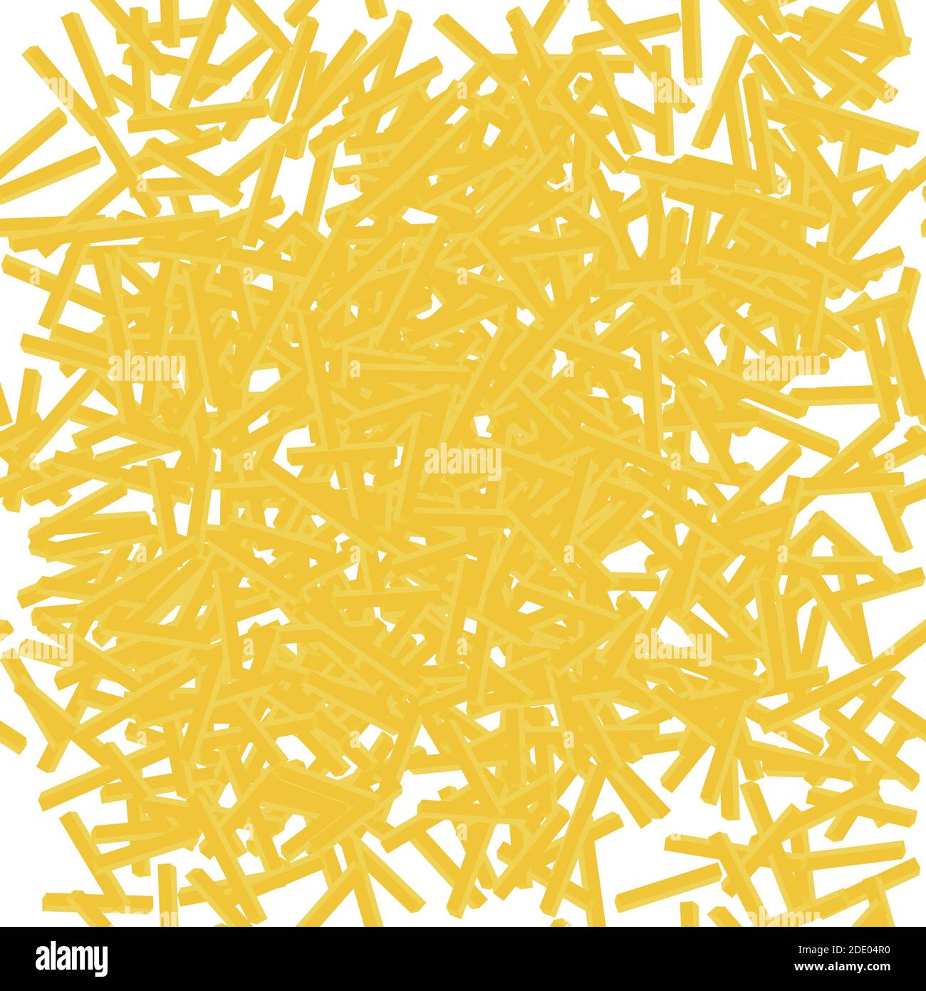 Yellow French Fries Pattern. Fry Potato Chips on White Background