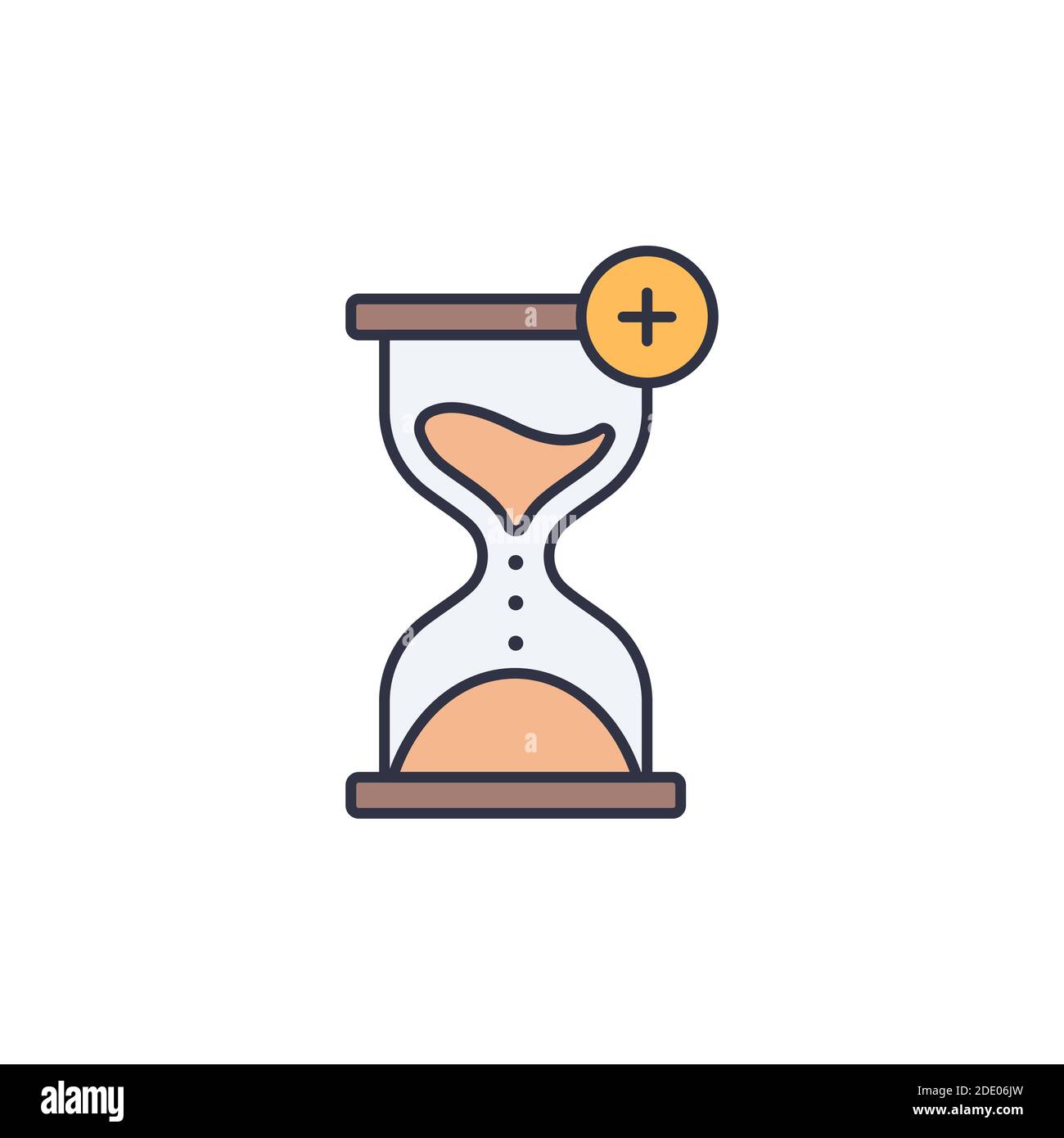 Extra hour, extra time color, line, outline vector sign, linear style pictogram isolated on