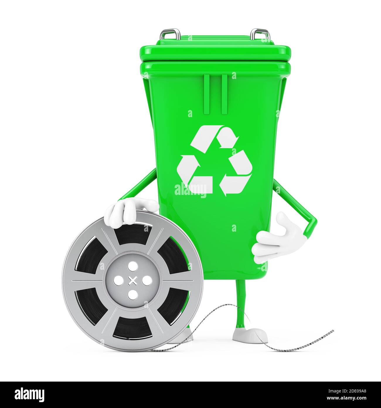 Recycle Sign Green Garbage Trash Bin Character Mascot with Film Reel ...
