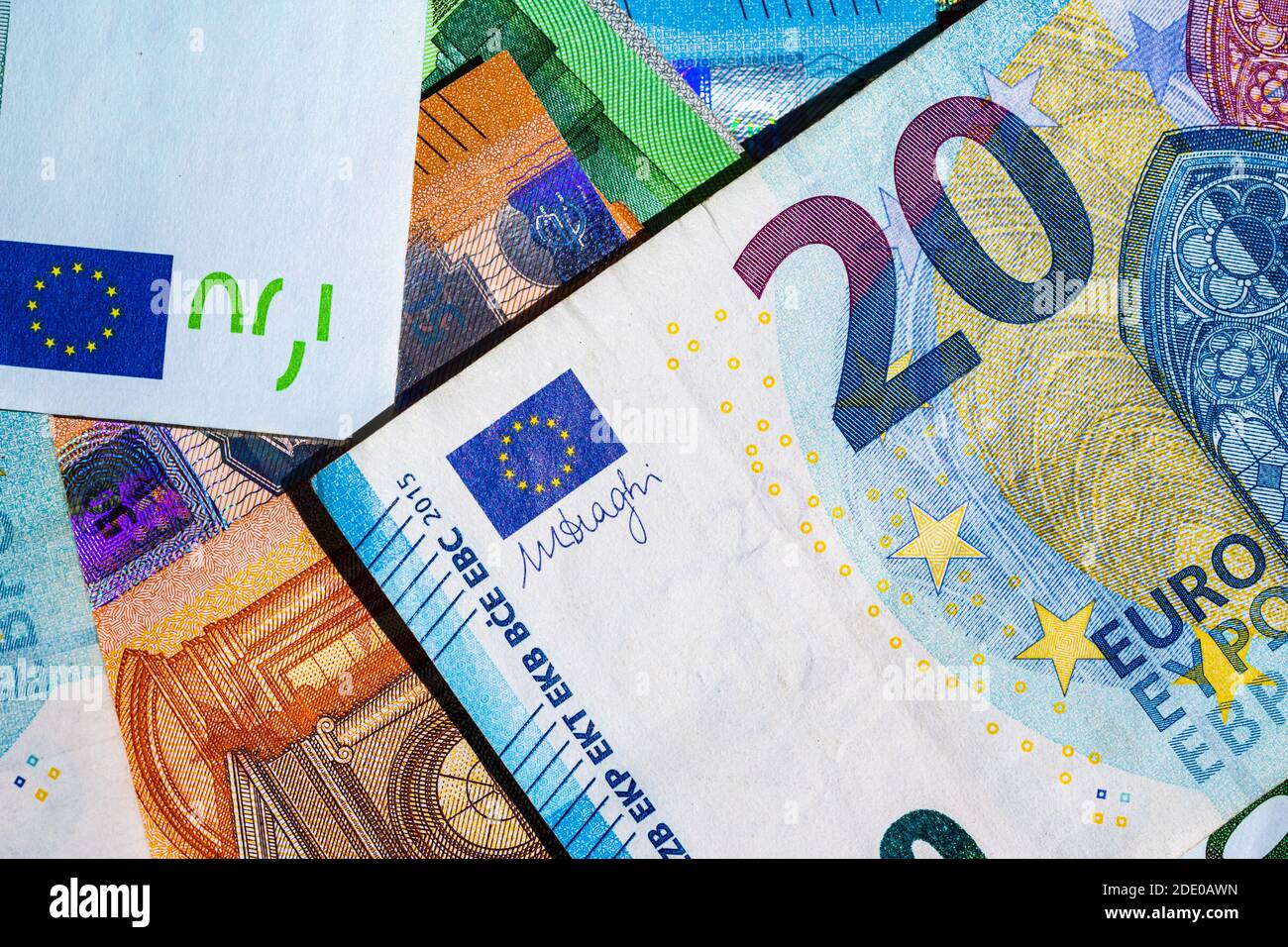 Close up of money euro banknotes, background of money euro isolated ...