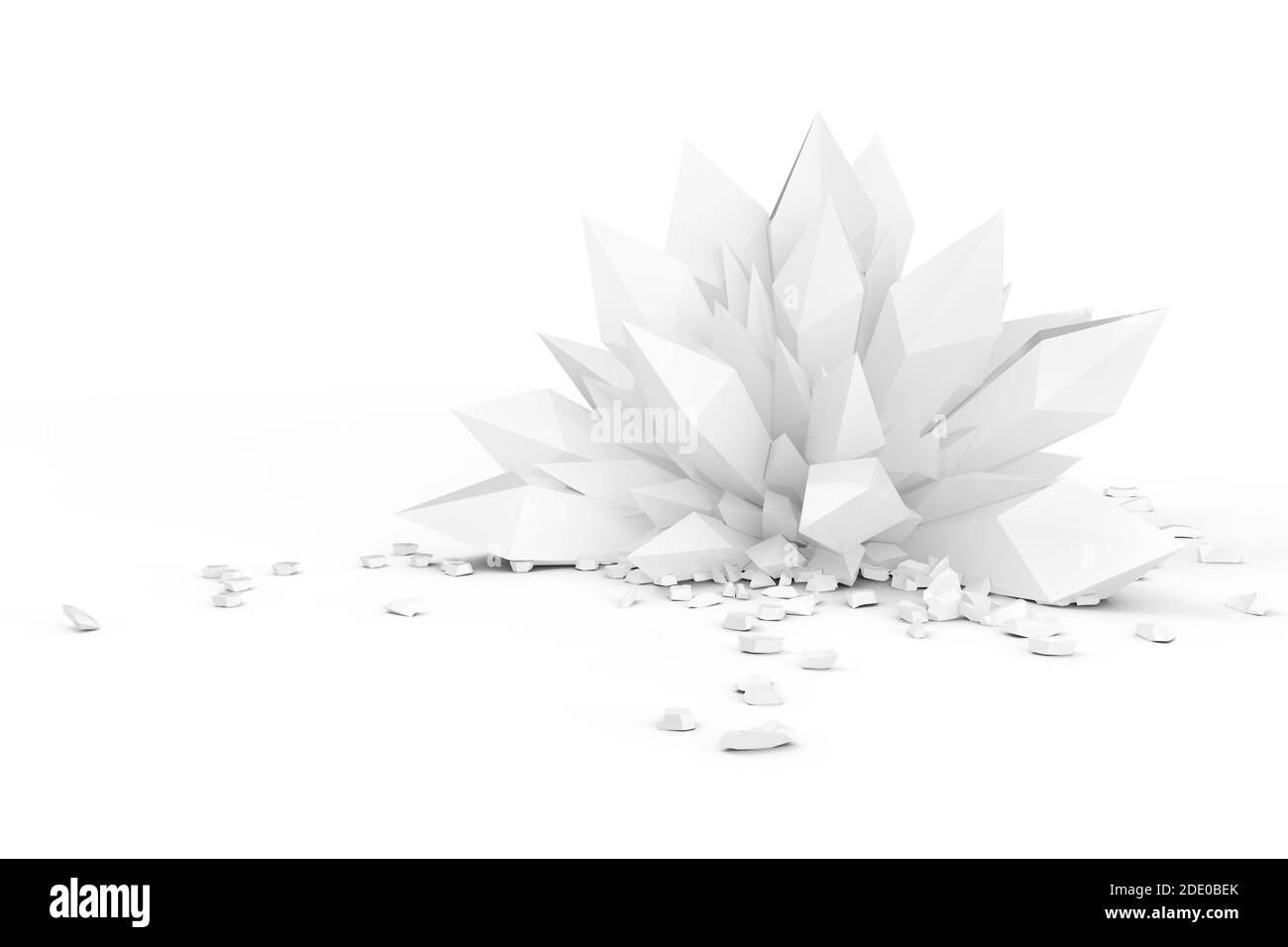 Quartz Crystal Stone or Gem in Clay Render Style on a white background. 3d Rendering Stock Photo